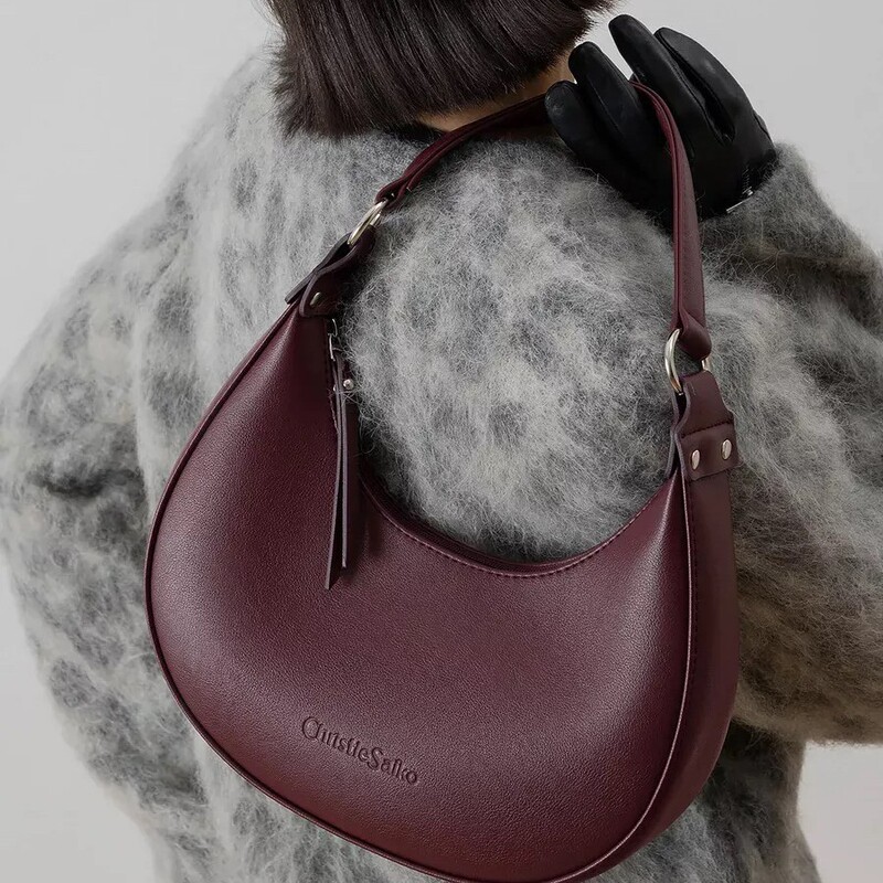 2025 New Cross-Border Crossbody Handheld Half-Moon Bag Fashionable Light Luxury Portable Large-Capacity Shoulder Bag Women's Bag White