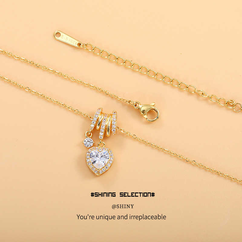 Collar de circonita en forma de corazón, diseño exquisito, moda de verano, cadena para clavícula, elegante colgante, joyería versátil._voghion.com