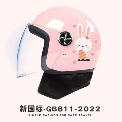 All-Season Safety Helmet, All-Season Model | Motosiklet kaskı (dəbilqə) - pink-rabbit-detachable-scarf-high-definition-anti-fog-new-national-standard-category-b