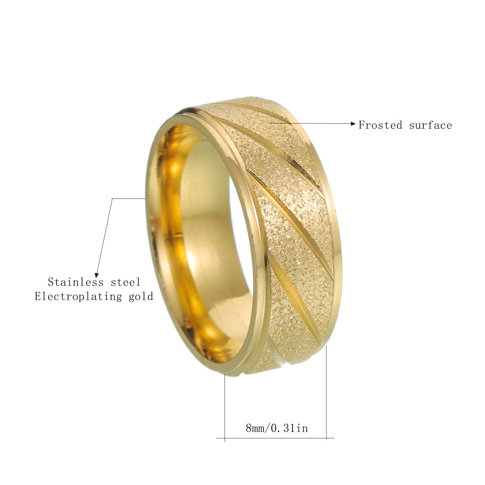 New matte bevel personalized design men's wedding ring simple fashion explosion_voghion.com