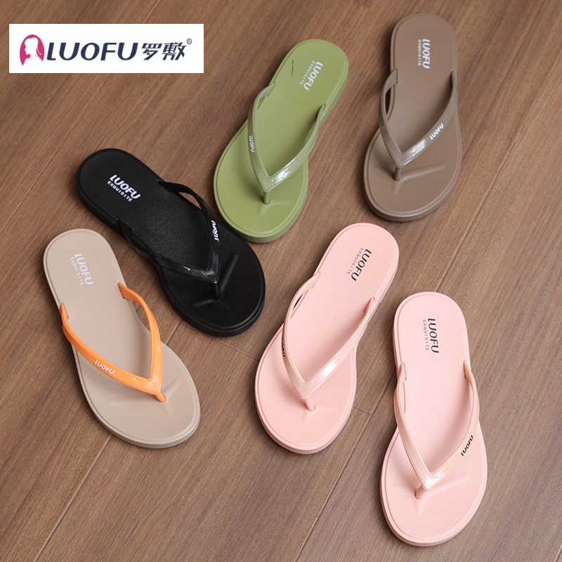 Luo Fu flip-flops verano femenino con zapatillas negras en el baño Baño Playa férula playa zapatos de natación