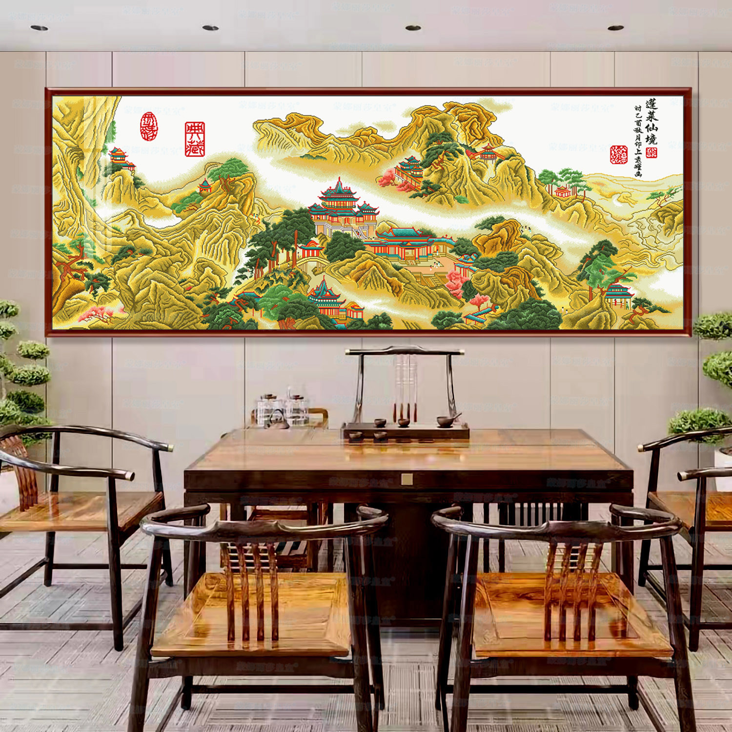 Monalisa Royal Cruz puntada Penglai Wonderland imagen nuevo paisaje chino gran bordado hilo
