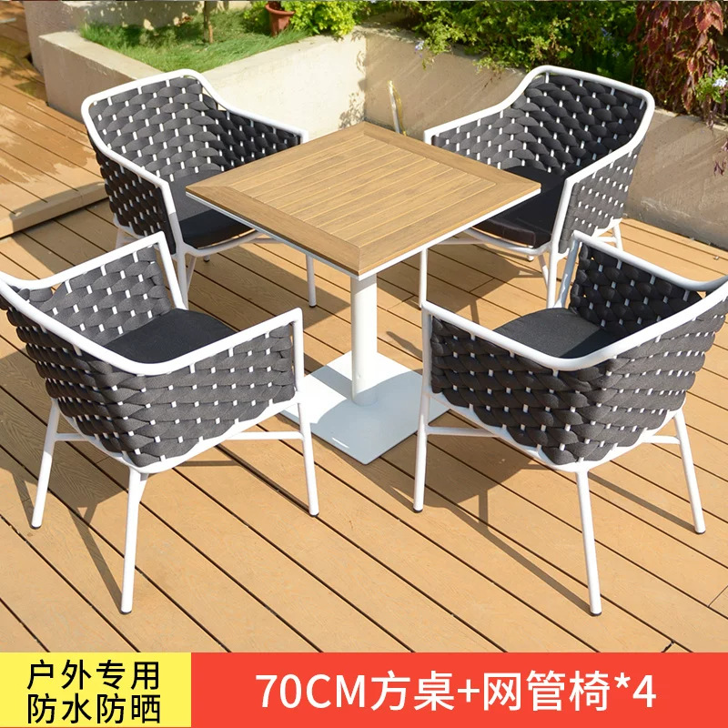 Mesa y silla de patio al aire libre, terraza de jardín de caña, balcón, mesa y silla de caña casuales, combinación de mesa y silla al aire libre