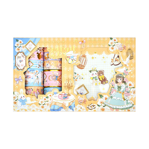 Japanese paper sticker tape series gift box set, cartoon character handbook, cute tape stickers, DIY decorative stickers
