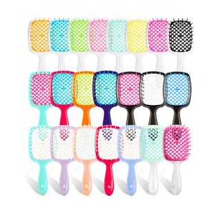 Paddle Massage Hair Brush, Grid Vent Detangler for Women, Colorful OPP/PVC Packed 8.7×5.7 cm