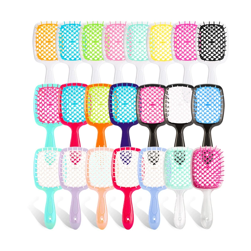 Paddle Massage Hair Brush, Grid Vent Detangler for Women, Colorful OPP/PVC Packed 8.7×5.7 cm