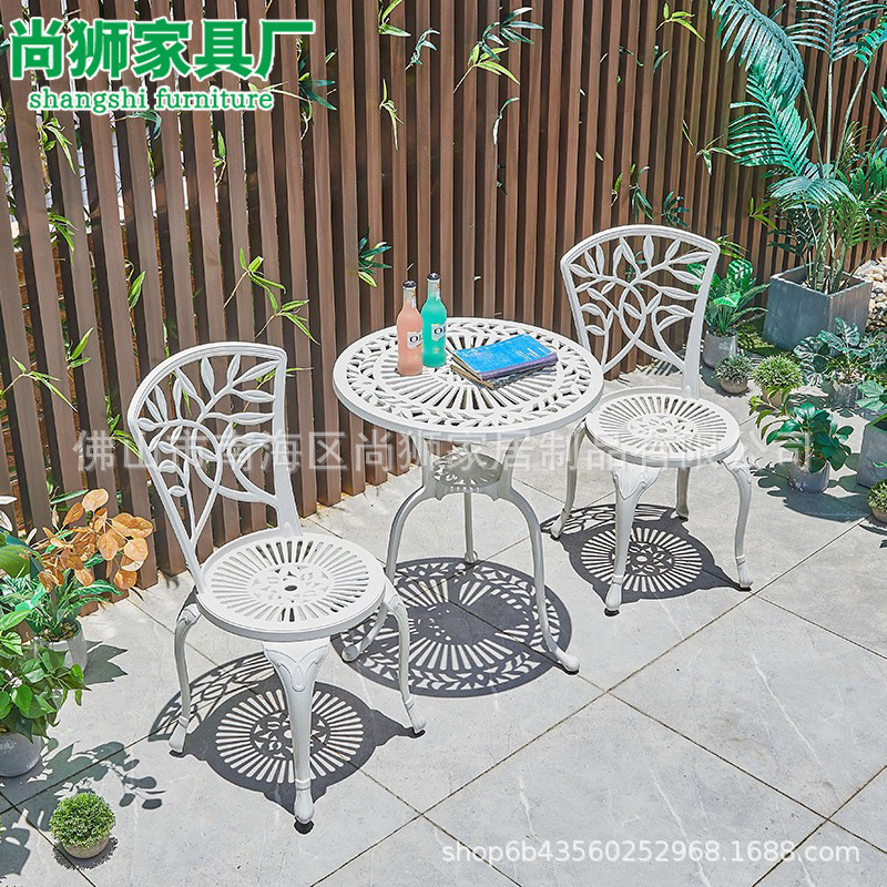 Outdoor Courtyard Table Villa Chair Outdoor Balcony Simple Leisure Garden Table Bench External Cast Aluminum Table and Chair Combination
