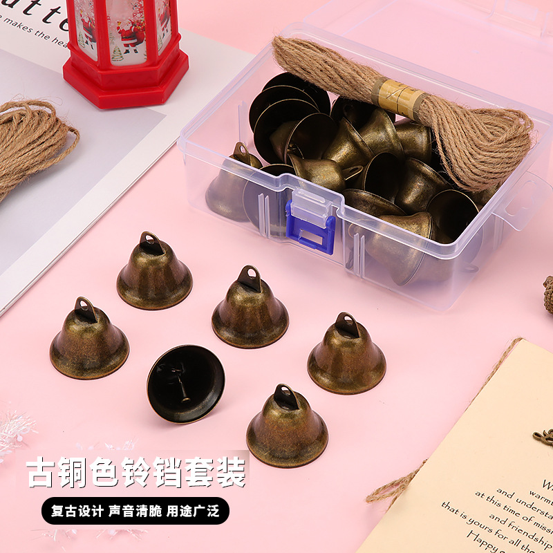 Cross-border Christmas decorative bell sound crisp retro metal copper bell bell 38mm thick hanging bell