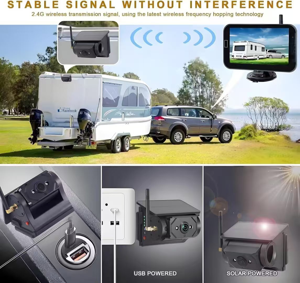 Solar-Powered 7inch Desktop Display Wireless Car-Mounted Hd Infrared Night Vision Truck Reversing Camera