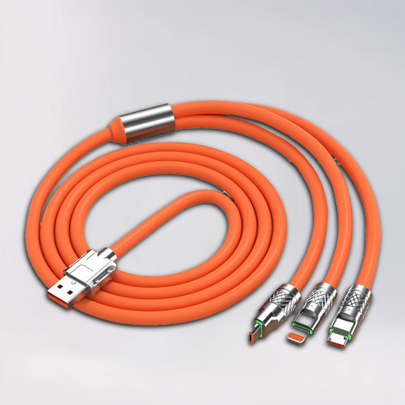スリーインワン高速充電データケーブル pd 高速充電ケーブル 120 ワット充電ケーブル オタクソフトシリコン 1 対 3 データケーブル|undefined