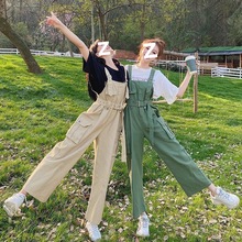背带裤女小个子ins网红套装学生韩版宽松显瘦春夏2025连体裤潮
