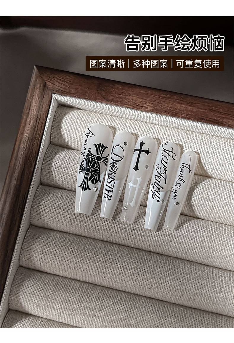 Vintage English Nail Art Stamping Plates French Cross Script Letter Pattern Silicone Transfer Plate Nail Tools Wholesale