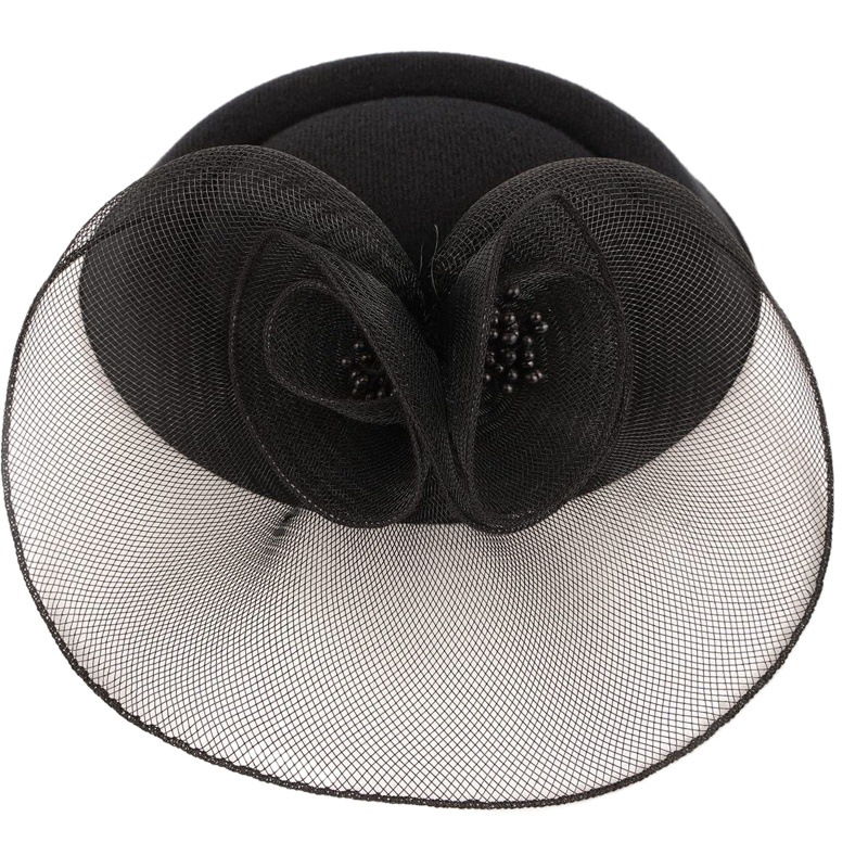 Hepburn-Style French Noble Lady Small Top Hat Headpiece, Republic of China Vintage Veil, Floral Bridal Hat Hair Accessory