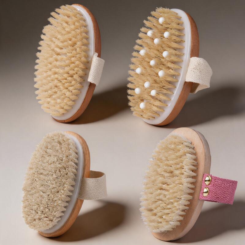 Bath Bristle Brush Body Dry Brush Exfoliating Body Massage Brush Bath Brush Bristle Brush Wooden Brush