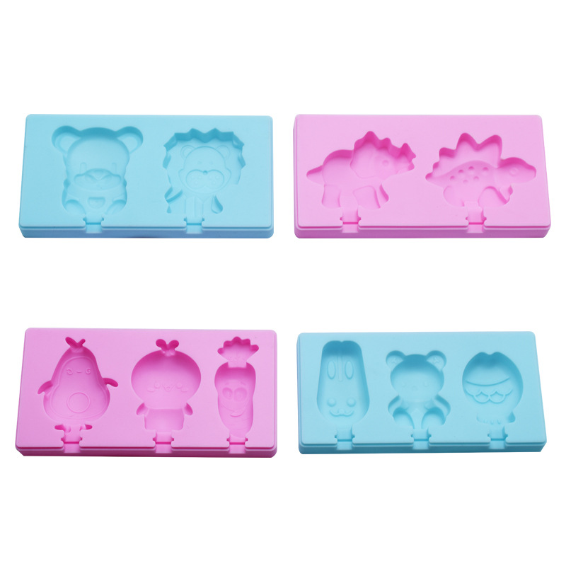 Molde de hielo hogar bricolaje creativo molde de helado de silicona caja de paletas con tapa molde de helado de dibujos animados