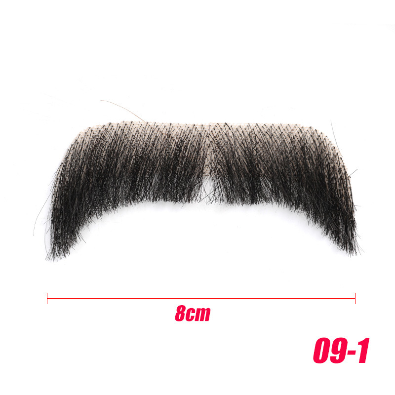 Barba falsa transfronteriza, barba falsa tejida a mano completa, cabello real sin costuras para hombres, cejas falsas, cuernos falsos, accesorios de cine y televisión