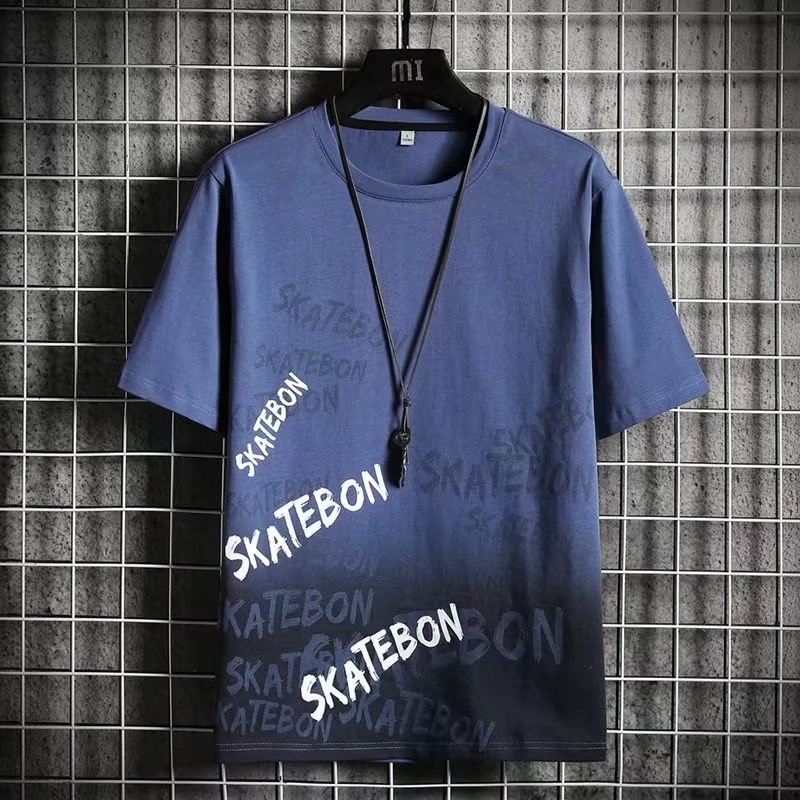 Camisa menos ropa de seda de hielo manga corta verano nuevo estilo coreano cuello redondo media manga carta Impresión digital casual top