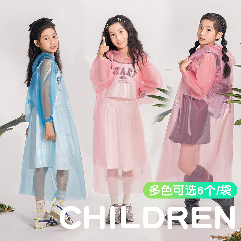Disposable Raincoat for Children, Extended and Thickened Version, Suitable for Travel and Outdoor Activities, Rainproof and Waterproof, Available in Multiple Colors, Portable Rain Poncho
