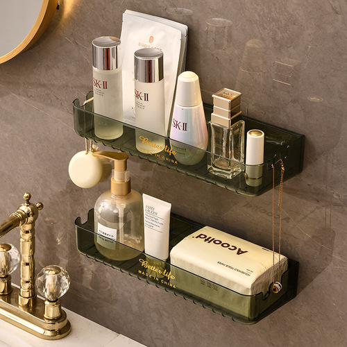 创意轻奢透明化妆品收纳架浴室客厅壁挂免打孔展示架洗手台置物架
