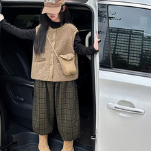 女童加绒套装秋冬2025新款儿童韩版马甲上衣三件套女宝宝时髦衣服