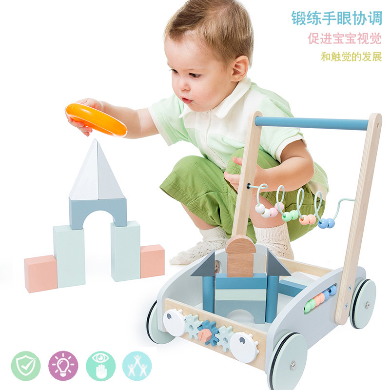 乳幼児用歩行車玩具赤ちゃん多機能手押し車新生児横転防止歩行補助積み木車|undefined