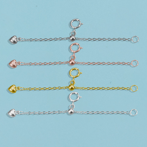 S925 sterling silver peach heart pearl sling length adjustment chain end finishing handmade DIY accessories simple accessories wholesale