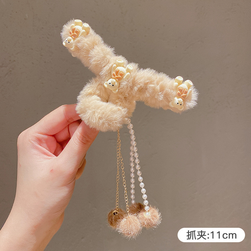 Estilo francés gran felpa clip de pelo de acrílico clip de tiburón Otoño e Invierno horquilla de alto grado versátil agarre del pelo updo tocado de pelo