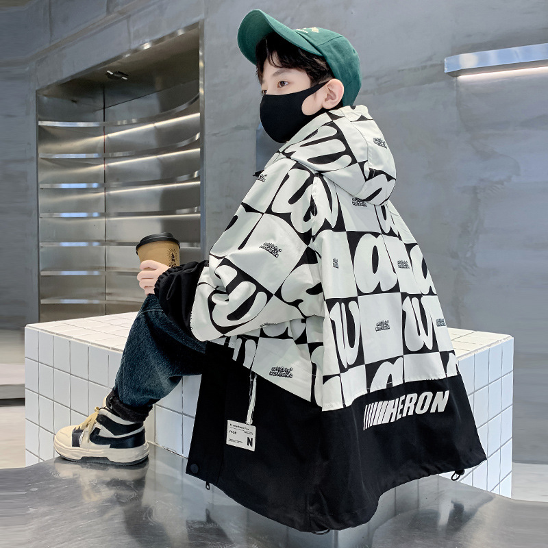 男の子用春服ジャケット、春秋モデル、2025年新作、中高生向け春用男の子用ウインドブレーカー、子供用おしゃれジャケット、トレンドジャケット|undefined