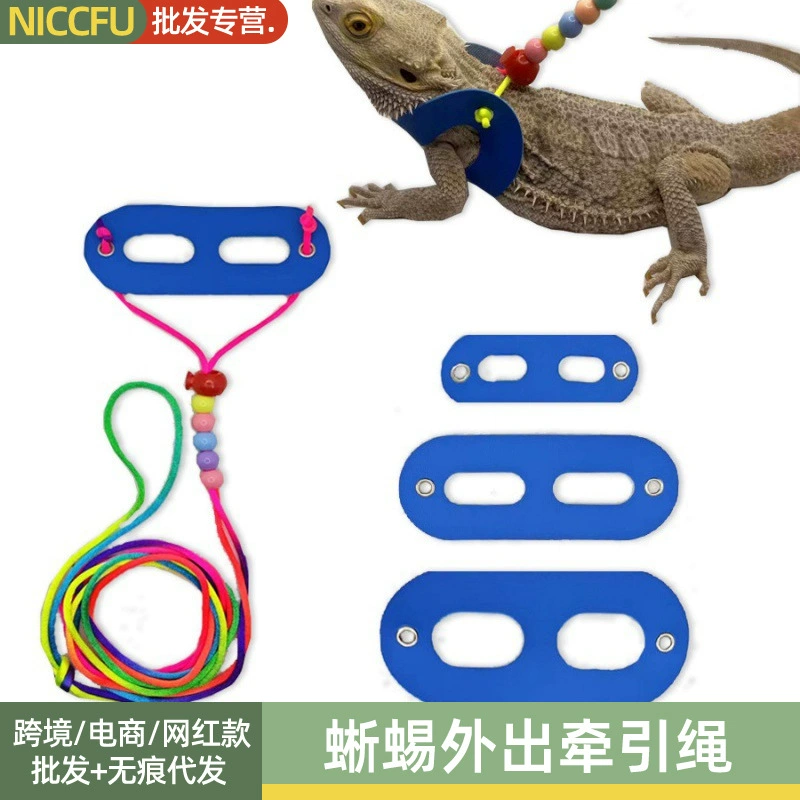 NC ящерица поводок для лазания домашнее животное выходит кожа цветные бусины нагрудный ремень Хамелеон домашнее животное морская свинка ящерица поводок для ходьбы