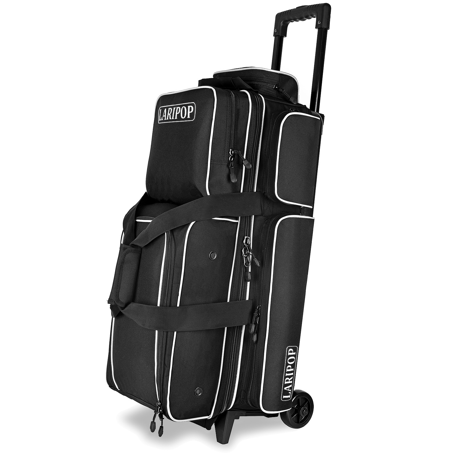 Laripop Bowling Three-Ball Trolley Bag, Three-Ball Bowling Trolley Bag, Large Capacity Portable Trolley Bag, Double-Layer