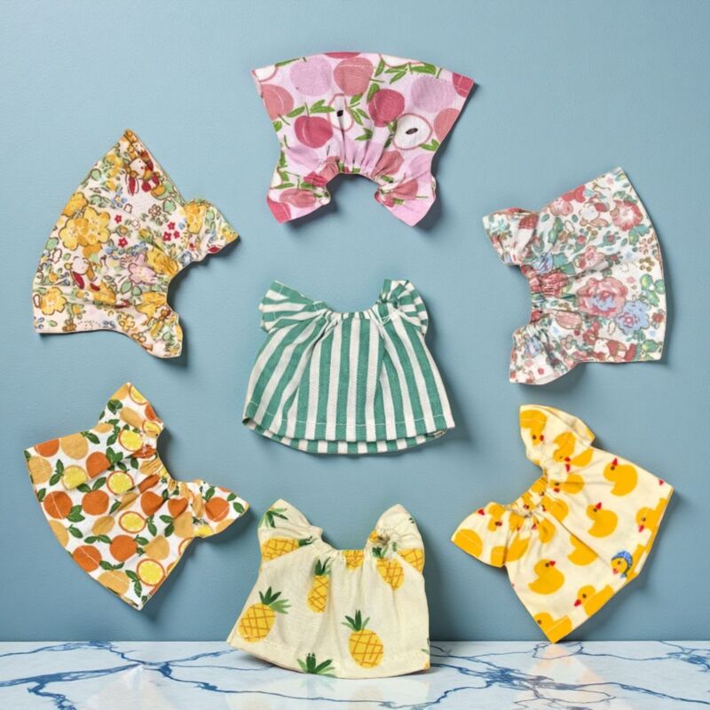 Foreign Trade Wholesale Fruit Floral Pattern Short-Sleeved Baby Clothes 10cm Leader Dog Doll Labubu Dress up Doll Dress up