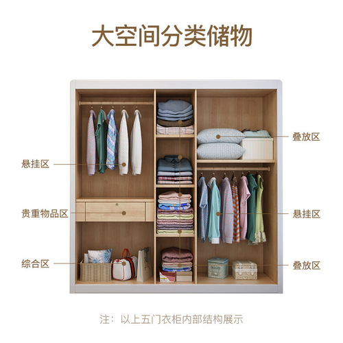 Modern simple Chinese style master bedroom all solid wood wardrobe white top corner combination 3456 double door wardrobe