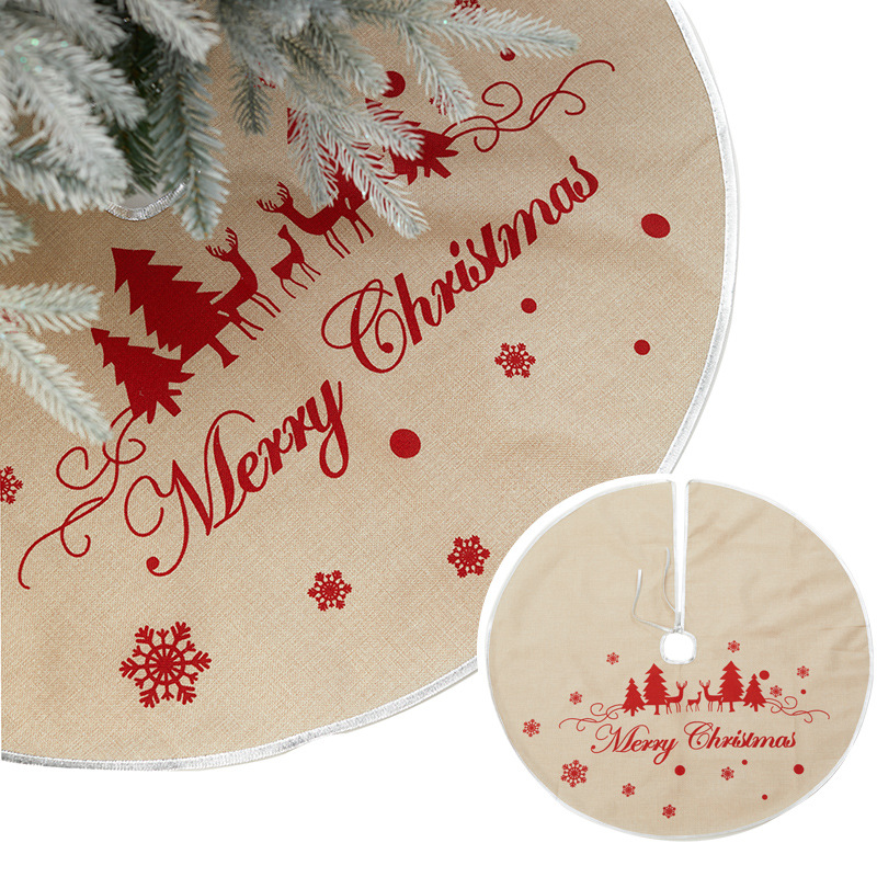 Falda de árbol de Navidad de fieltro de lino de 1 m, nuevo producto transfronterizo, fondo de árbol de Navidad, delantal de alta gama, decoraciones navideñas