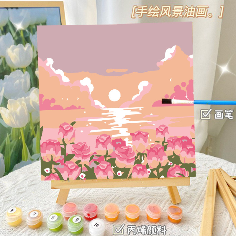 20*30 Digital Oil Painting Landscape Floral Still Life Decorative Painting Cute Coloring Oil Painting Wholesale Children's DIY Stress Relief