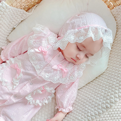  Autumn New Arrival Pure Cotton Baby Girls' Long Sleeve Jumpsuit Crawling Suit Wholesale