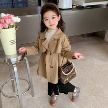 女童外套春秋2024新款韩版时髦春季儿童洋气牛筋收腰风衣春装上衣