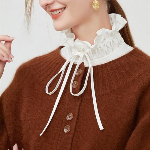 Lotte Cotton Collar for Kids and Adults, Lotus Edge Tie Band Collar, Lace Decorated Collar