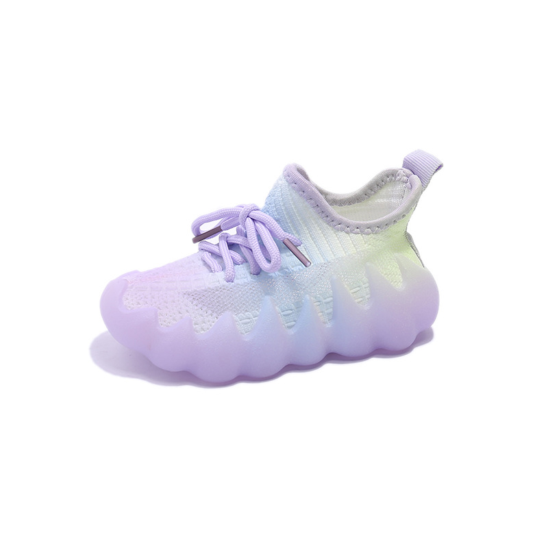 Zapatillas deportivas para niñas, modelo 2025, zapatillas de punto transpirables para niños, suela de gelatina, zapatillas de malla para estudiantes, zapatillas de pulpo para niños