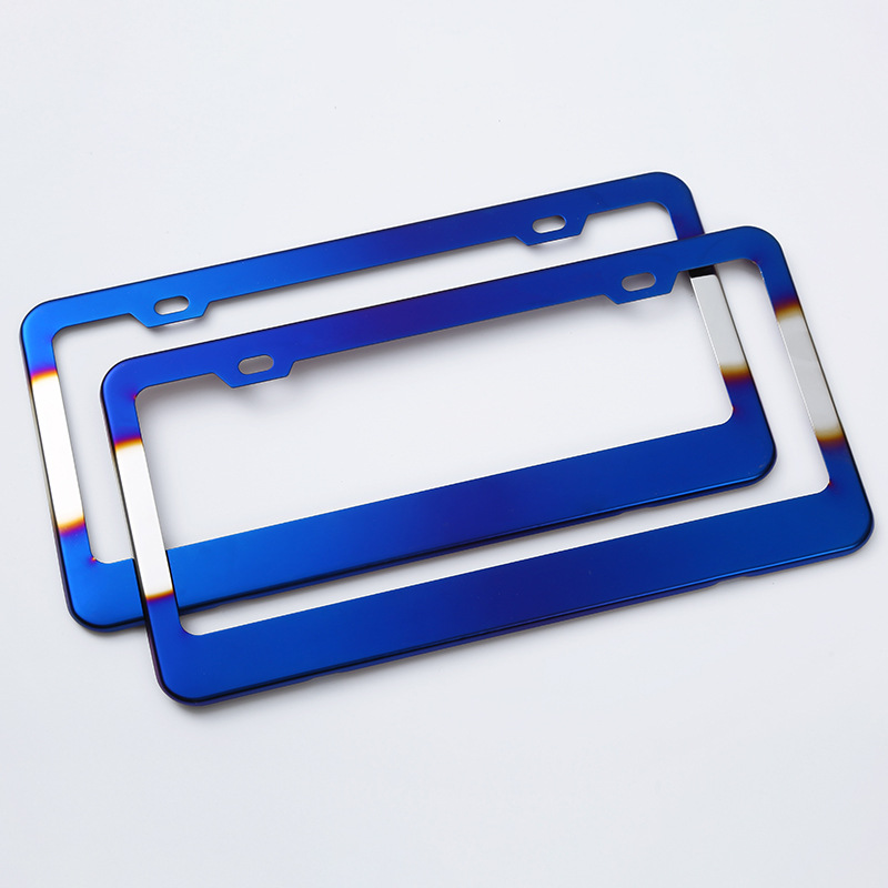 Marco para Placa de Matrícula Estándar Americano de Acero Inoxidable Azul