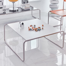 简约时尚不锈钢茶几组合套装ins网红现代黑白色中古边几极简ins风