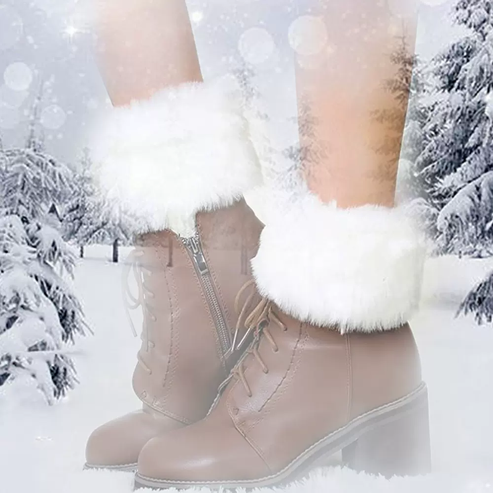 跨境圣诞礼物皮草袜套短靴套针织毛料袜套节日气氛袖套