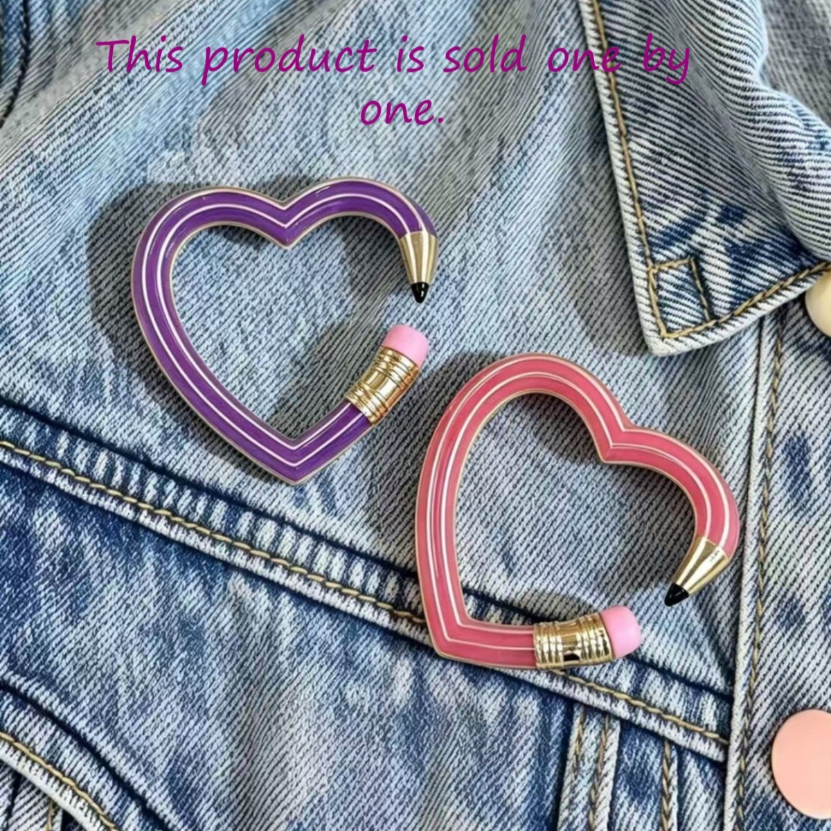 Cross-border best-selling creative heart-shaped pencil brooch, fun hollow-out enamel pin, niche cute item available for wholesale