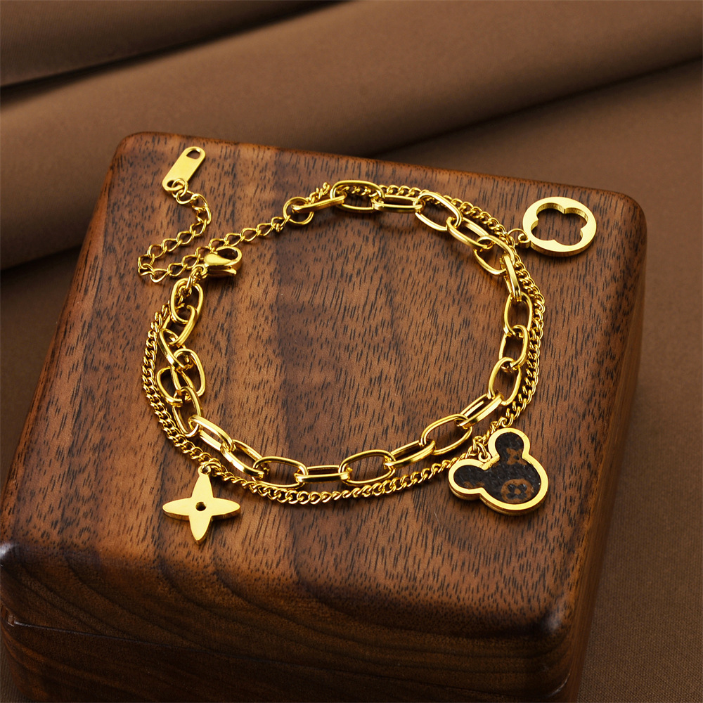 Joyas transfronterizas europeas y americanas Pulsera de acero de titanio de todo fósforo Versión coreana del temperamento bohemio Pulsera de acero de titanio que no se desvanece Joyería femenina