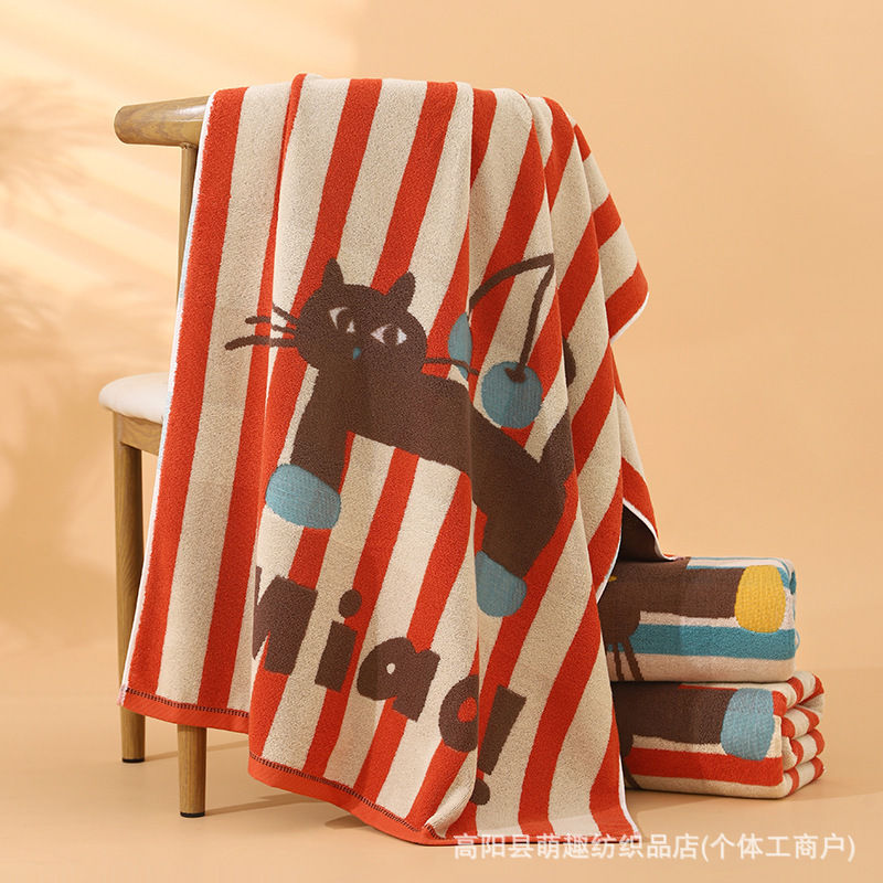 Cartoon Cat Cotton Bath Towel Easy to Lose Hair Soft Bath Towel Casual Simple Adult Children Four Seasons Universal Bath Towel Cartoon Cat Cotton Bath Towel Easy to Lose Hair Soft Bath Towel Casual Simple Adult Children Four Seasons Universal Bath Towel
