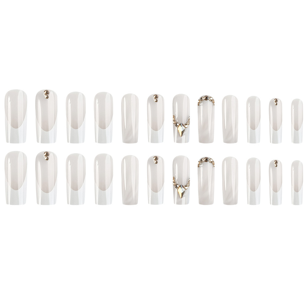 Transfronterizos Y2K transparentes tridimensionales que usan uñas blancas de alta calidad 24 piezas de uñas falsas mezcladas