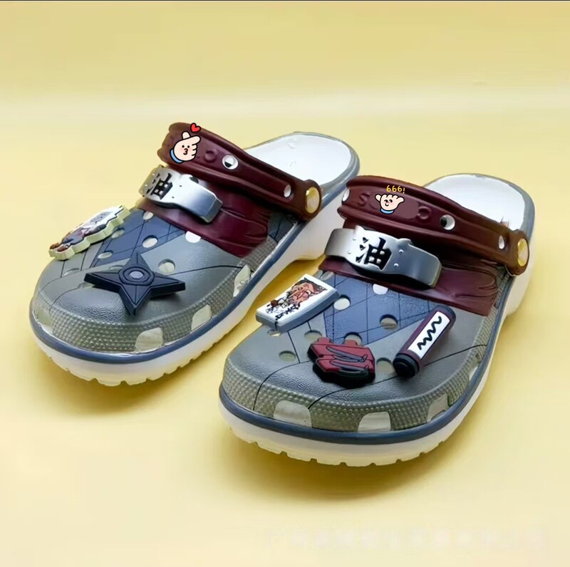 Naruto Jiraiya Croc-Style Shoes for Men, Suitable for Both Indoor and Outdoor Use, Non-Slip Closed-Toe Shoes, Available for Wholesale and Dropshipping