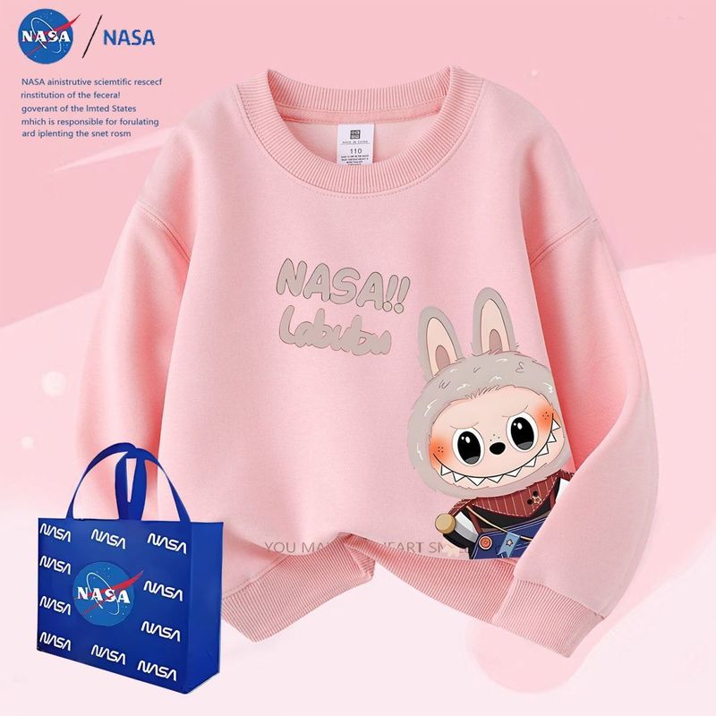 NASA洋气卡通休闲圆领卫衣上衣拉布布秋冬款男童儿童落肩加绒长袖|undefined
