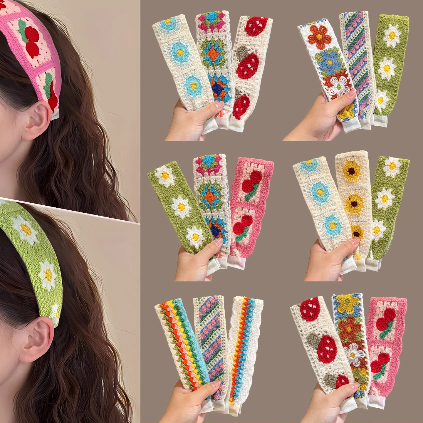 Retro francés de punto velcro adhesivo para el cabello de adultos pestañas cortadas acabado de artefacto brazo de cabello lavado de cara brazo de cabello clip