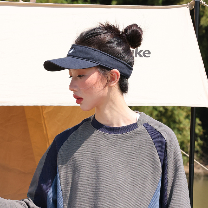 New Embroidered Sailboat Empty Top Hat Men's and Women's Sports Running Hat Breathable Summer Sunscreen Hat Outdoor No Top Hat