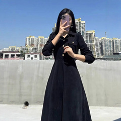 小个子2025新款秋冬季感超好看气质长裙赫本风法式长袖连衣裙子女